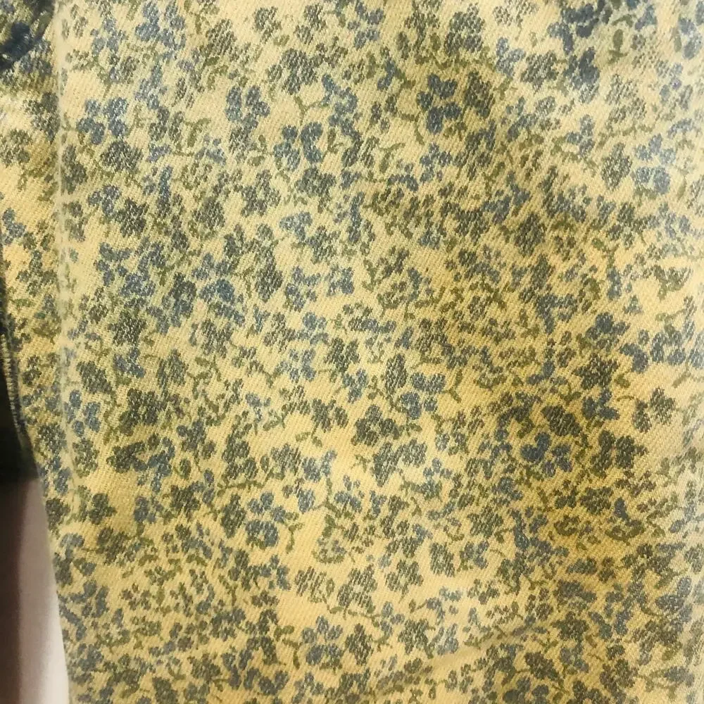 Free People Faded Skinny Floral Print Light Wash Mid-Rise‎ Jeans Size 25 Boho